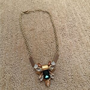 J CREW Elegant Gold and Green Statement Necklace